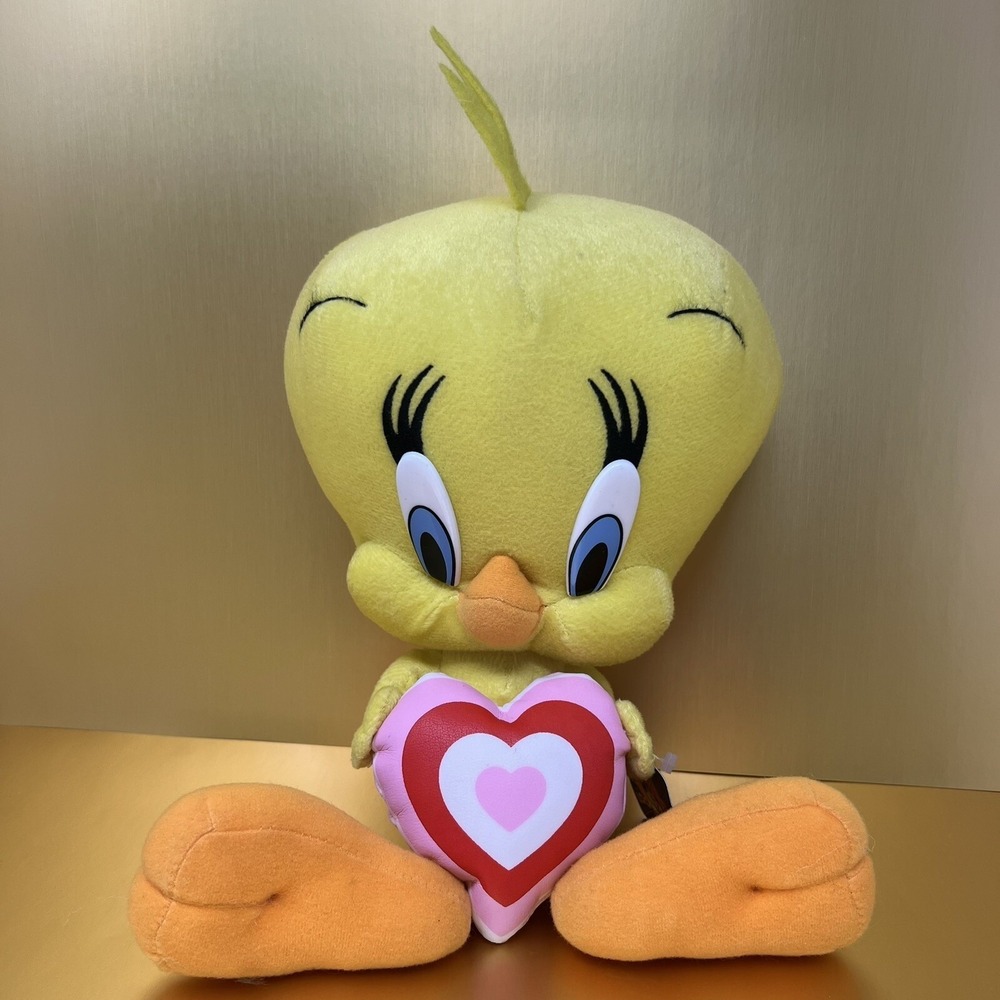 Looney Tunes Tweety Bird Holding Heart Nanco Yellow Plush 11" Stuffed Animal Toy